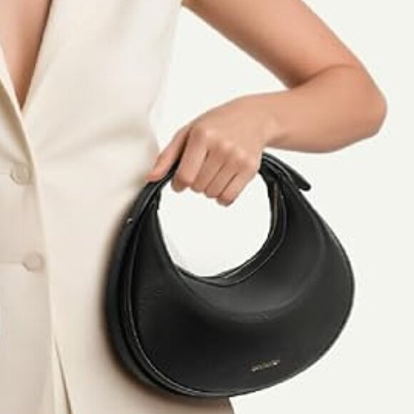 Crescent Crossbody Adjustable Shoulder/Clutch Bag, Black, Vegan Leather, NWOT - Picture 9 of 9